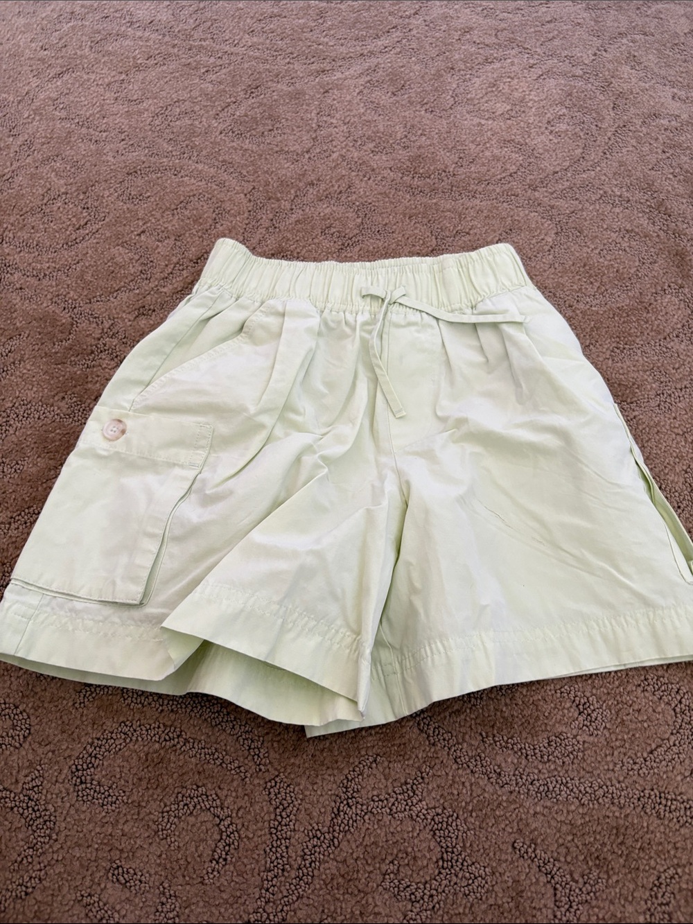 Zara Pastel Green Cargo Drawstring Kids Shorts